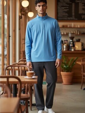 BloqUV UPF 50+ Quarter Zip Pullover XL Blue Sun Protection Athletic Top